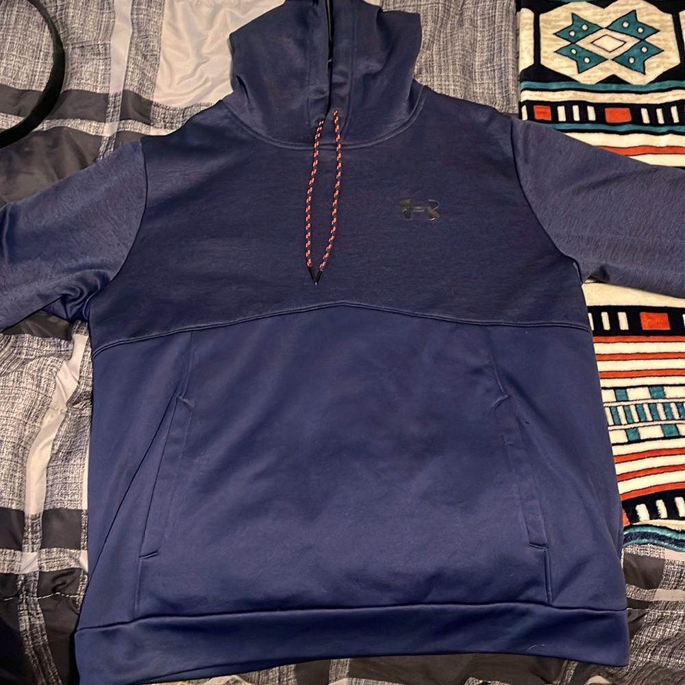 Dark Blue Under Armour Hoodie with orange strings